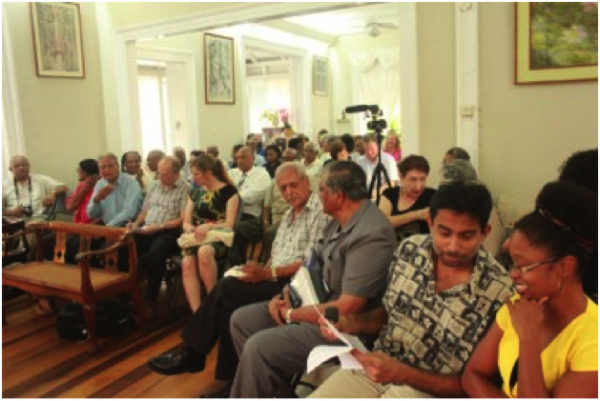 Part of the audience for the launch of 'A Sky's Wild Noise'. (Photo courtesy of Stabroek News)